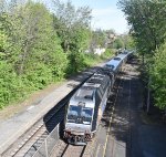 ALP-45DP # 4509 pushing NJT Train # 1122 out of the station toward Secaucus Jct and Hoboken Terminal 